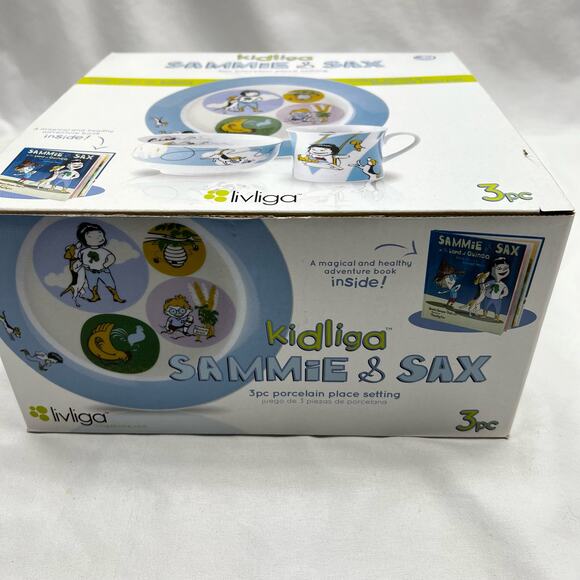 Sammie & Sax Blue 3 Piece Single Place Settingand Award Winning Children's Book - Picture 2 of 12